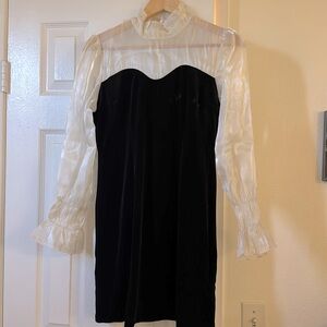 J.Ing Velvet Dress with Sheer Sleeves